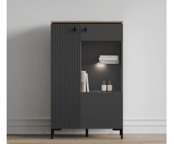 Шкаф-витрина с подсветкой Сан Джиминьяно антрацитовый/дуб нокс REG1D1W/140