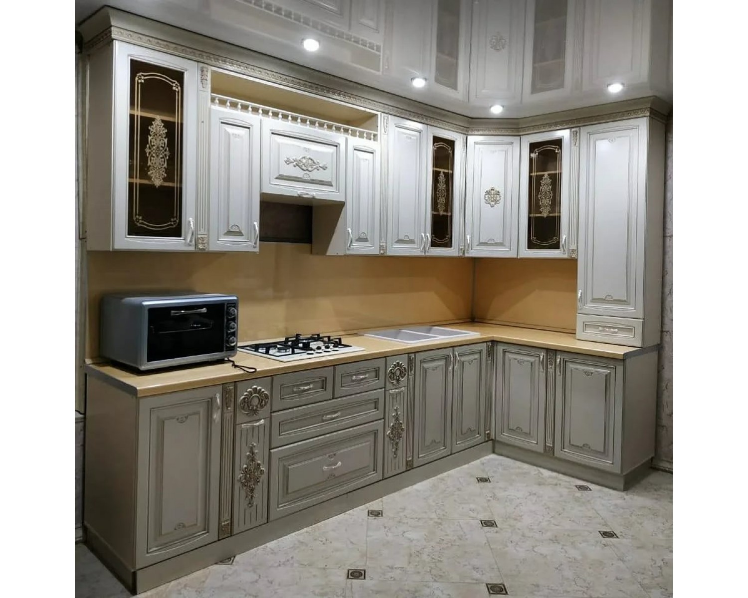 Кухня Афина 10 (3,15*1,5 м) крем