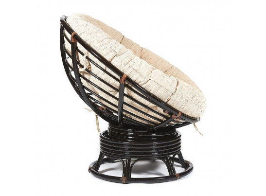 Кресло-качалка Папасан/Papasan (W 23/01 B) /с подушкой/ (Antique brown (античный черно-коричневый))