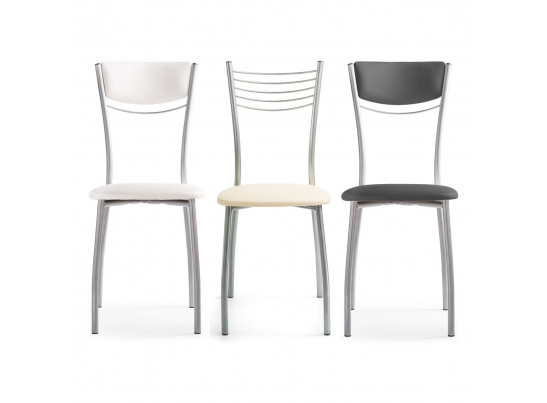 Стул на металлокаркасе Goki с мягкой спинкой серый полимер / светлый мусс