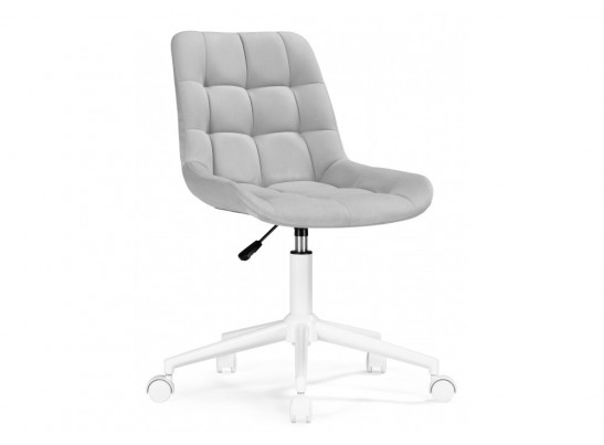 Компьютерное кресло Честер светло-серый велюр / белый