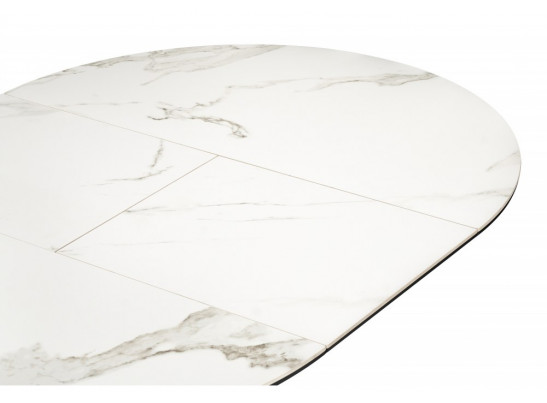 Керамический стол Нельсон 100(140)х100х76 alpine white / черный