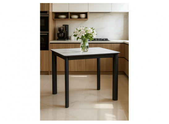 Керамический стол Кина 90(130)х65х76 alpine white / черный