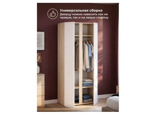Шкаф Алетра ШК-800 дуб крафт серый / глянец белый
