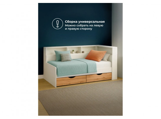 Тахта Амер 190х80 белый / дуб вотан