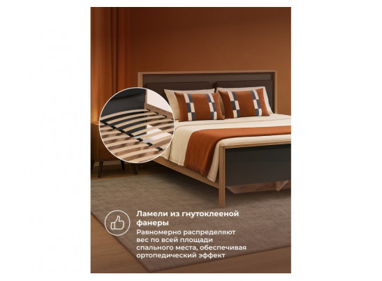 Двуспальная кровать Тхан 180х200 дуб крафт золотой / антрацит