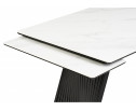 Керамический стол Вейв 160(220)х89х75 белый мрамор snow white / черный