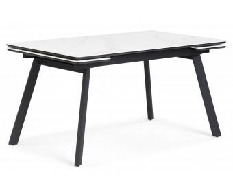 Керамический стол Норман 140(200)х80х75 белый мрамор alpin white / черный