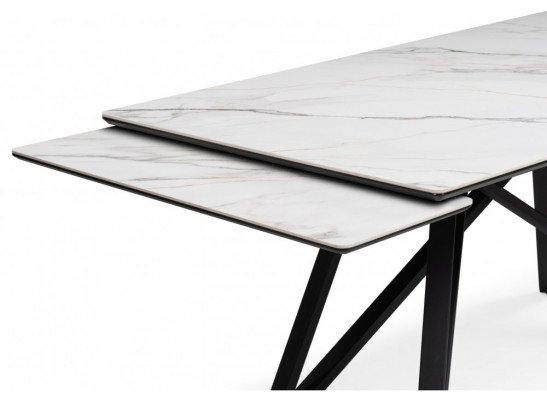 Керамический стол Вилсон 160(220)х89 белый gilt white / черный