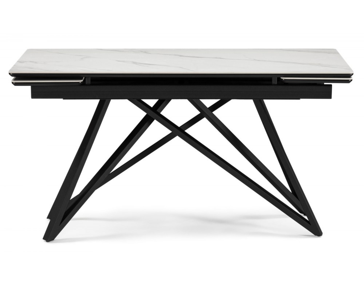 Керамический стол Вилсон 140(200)х80 белый мрамор snow white / черный