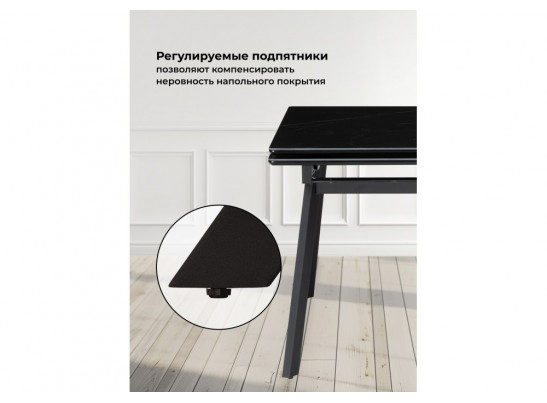 Керамический стол Норман 140(200)х80 черный мрамор shakespeare black / черный