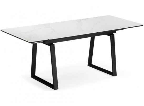 Керамический стол Джек 140(200)х80 белый мрамор alpin white / черный