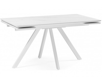 Керамический стол Вилли 140 (200) х 80 белый мрамор alpin white / snow white / белый