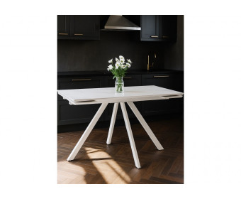 Керамический стол Вилли 140 (200) х 80 белый мрамор alpin white / snow white / белый
