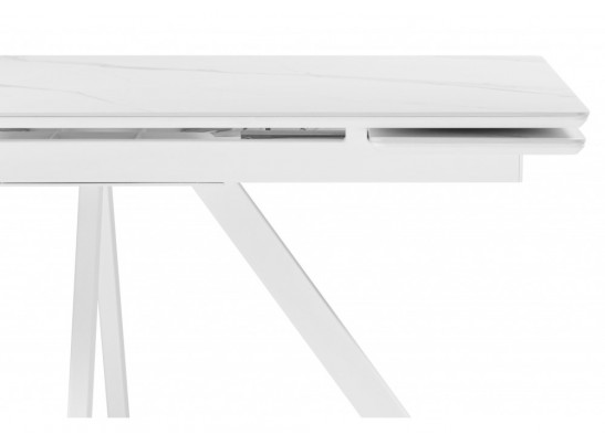 Керамический стол Вилли 140 (200) х 80 белый мрамор alpin white / snow white / белый