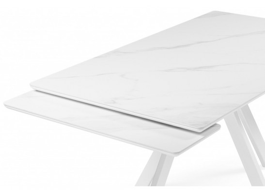 Керамический стол Вилли 140 (200) х 80 белый мрамор alpin white / snow white / белый