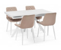 Керамический стол Вилли 140 (200) х 80 белый мрамор alpin white / snow white / белый