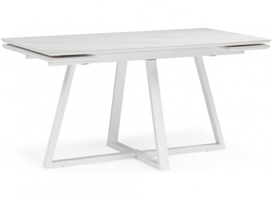 Керамический стол Памелла 140 (200) х 80 белый мрамор alpin white / snow white / белый