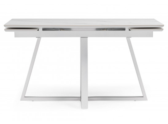Керамический стол Памелла 140 (200) х 80 белый мрамор alpin white / snow white / белый