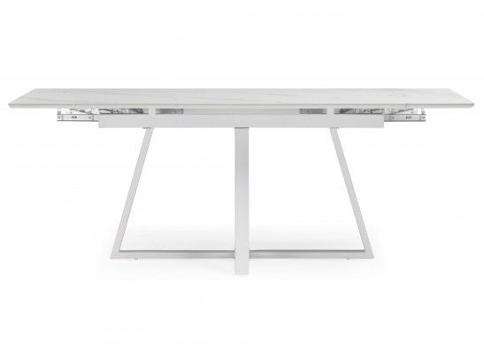 Керамический стол Памелла 140 (200) х 80 белый мрамор alpin white / snow white / белый