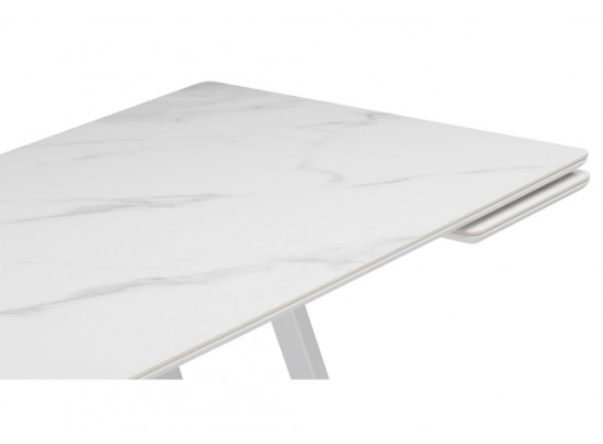 Керамический стол Памелла 140 (200) х 80 белый мрамор alpin white / snow white / белый