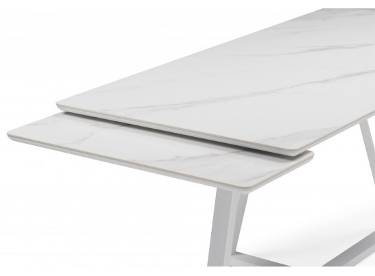 Керамический стол Памелла 140 (200) х 80 белый мрамор alpin white / snow white / белый