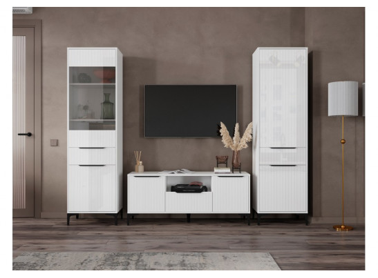 Модульная гостиная Иадама белый / белый глянец комплектация 5