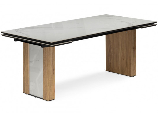 Керамический стол Бернардо 180x90 statuario titan gloss / дуб монтана