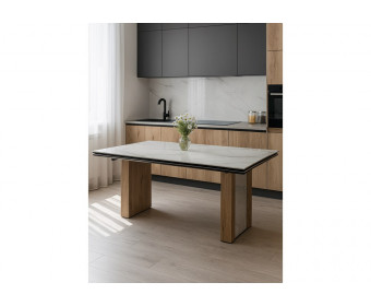 Керамический стол Бернардо 180x90 statuario titan gloss / дуб монтана