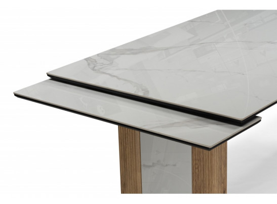 Керамический стол Бернардо 180x90 statuario titan gloss / дуб монтана
