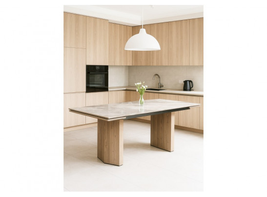 Керамический стол Монерон 200x100 brecha crema elegance / дуб монтана