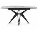 Керамический стол Риполь 160(205)х89 белый с прожилками gilt white / черный