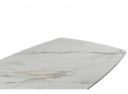 Керамический стол Риполь 160(205)х89 белый с прожилками gilt white / черный