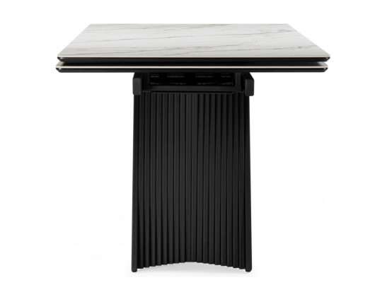 Керамический стол Вейв 160(220)х89 белый с прожилками gilt white / черный
