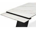 Керамический стол Вейв 160(220)х89 белый с прожилками gilt white / черный