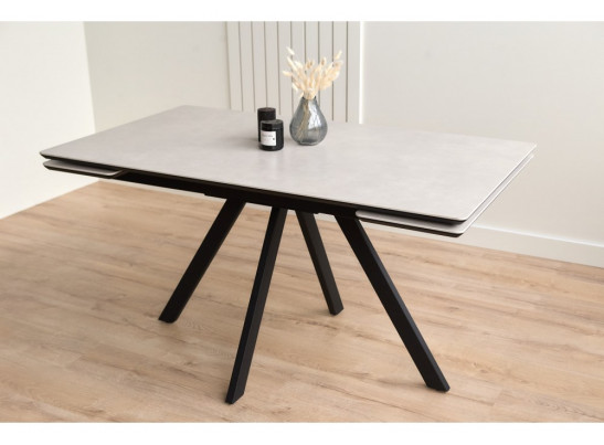 Керамический стол Вилли 140(200)х80 carmen light grey / черный