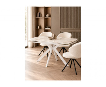 Керамический стол Катчел-2 120(180)x80 calacatta gold / белый