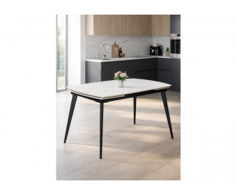 Керамический стол Aveiro 120(180)x80 белый мрамор / черный