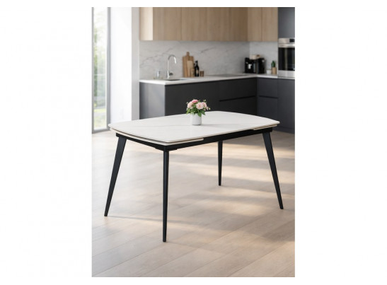 Керамический стол Aveiro 120(180)x80 белый мрамор / черный