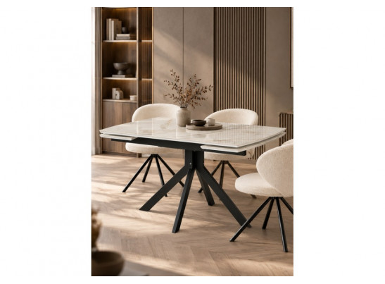 Керамический стол Катчел 120(180)x80 calacatta gold / черный