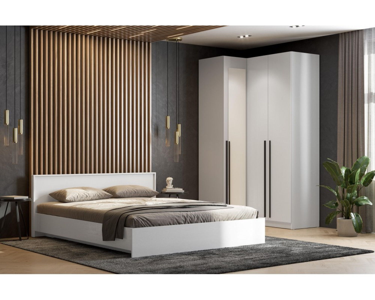 Двуспальная кровать Бирма 160x200 (без основания) белое дерево