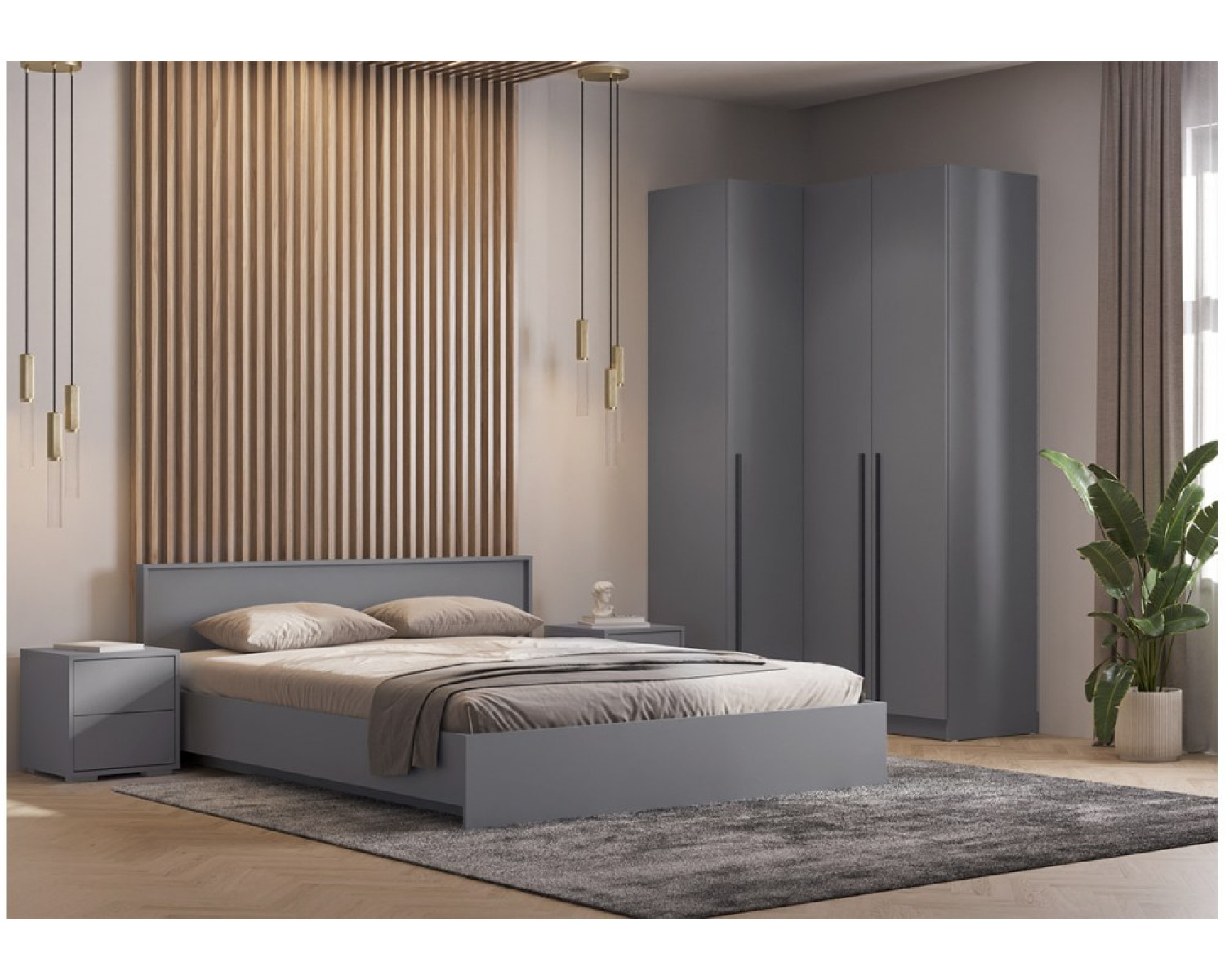 Полутораспальная кровать Бирма 140x200 (без основания) серый графит
