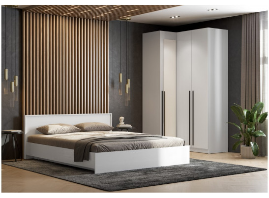 Двуспальная кровать Бирма 160x200 (с основанием) белое дерево