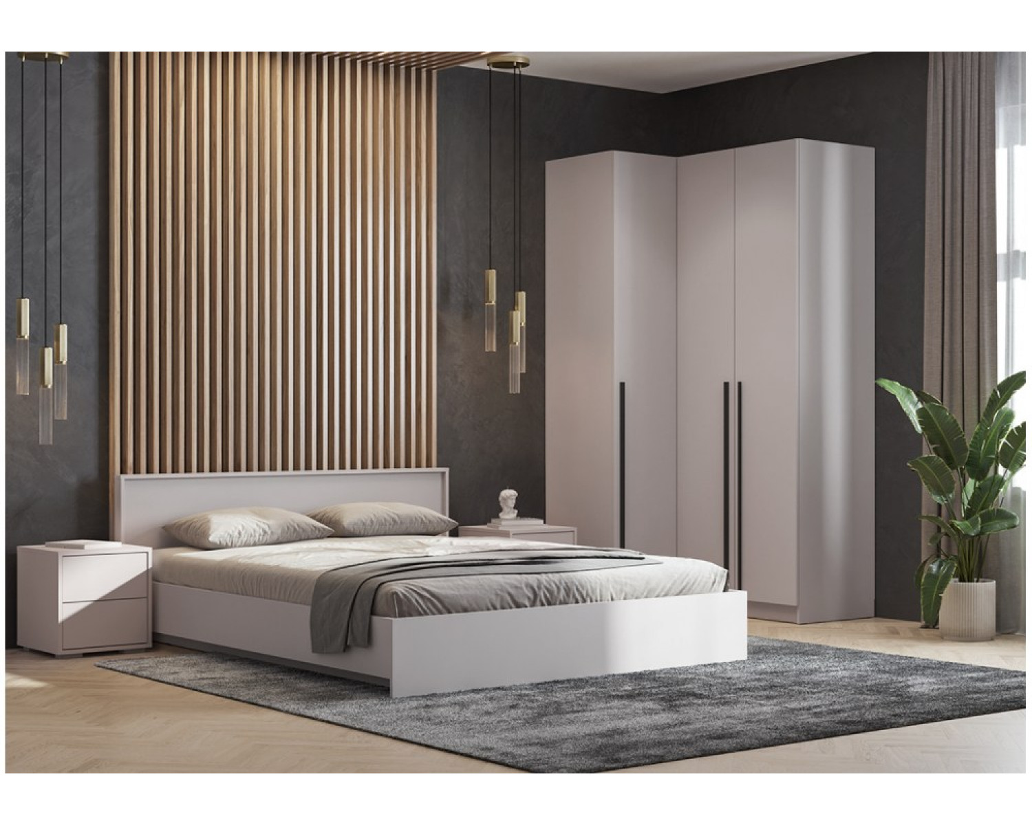 Двуспальная кровать Бирма 160x200 (с основанием) кашемир