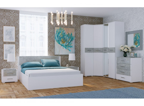 Полутораспальная кровать Теплиса 140x200 белый / бетон светлый