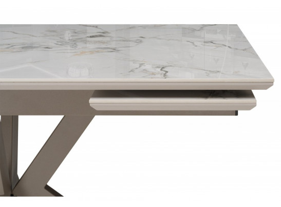 Керамический стол Пантон 120(180)×80 gold jade / бежево-серый матовый