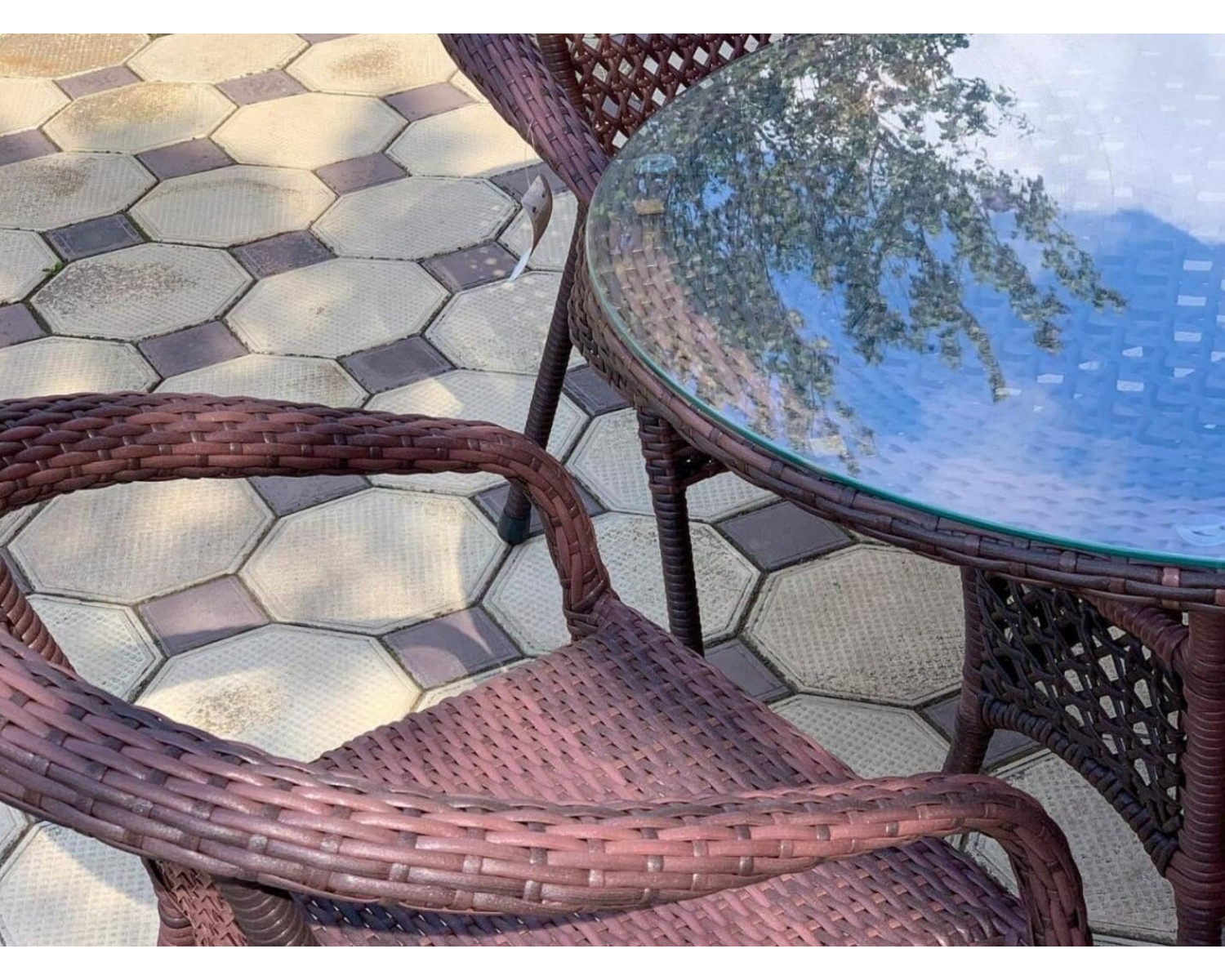Комплект из ротанга Deco / Деко: 4 кресла и круглый стол