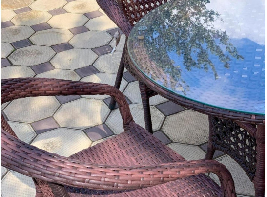 Комплект из ротанга Deco / Деко: 4 кресла и круглый стол