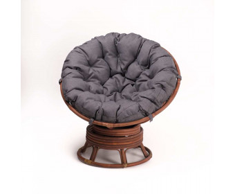 Кресло Папасан вращающийся с серой подушкой