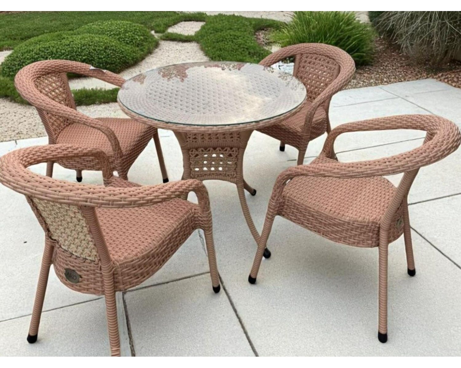 Комплект из ротанга Deco / Деко: 4 кресла и круглый стол
